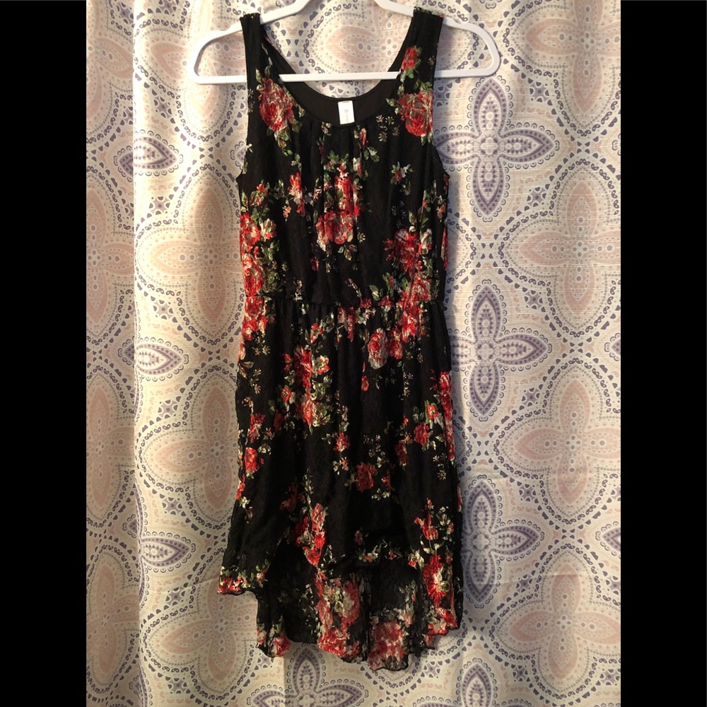 Black Lace Flower Dress